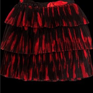 Hutch Black and Red Tiered Pleated Mini Skirt